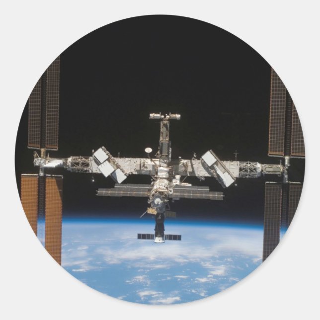 International Space Station -- Seen from Atlantis Classic Round Sticker (Front)