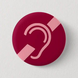 International Symbol for Deaf, Pink on Red 6 Cm Round Badge