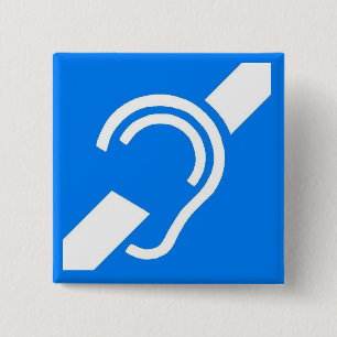 International Symbol for the Deaf 15 Cm Square Badge