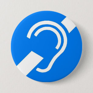 International Symbol for the Deaf 7.5 Cm Round Badge