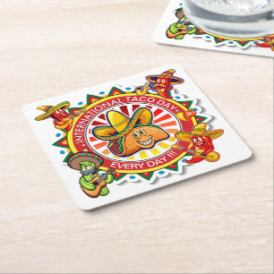 International TACO Day Napkins Square Paper Coaster