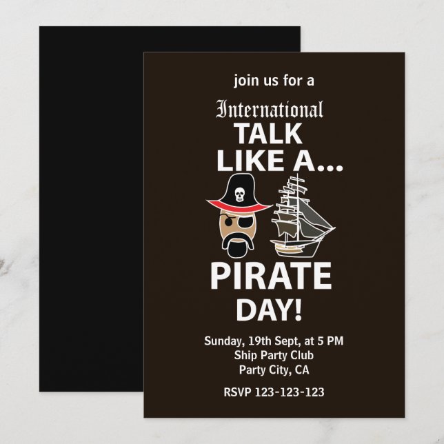International Talk Like A Pirate Day Invitation (Front/Back)