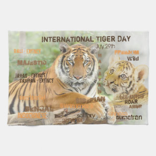 International Tiger Day, July 29, Typography Art Tea Towel