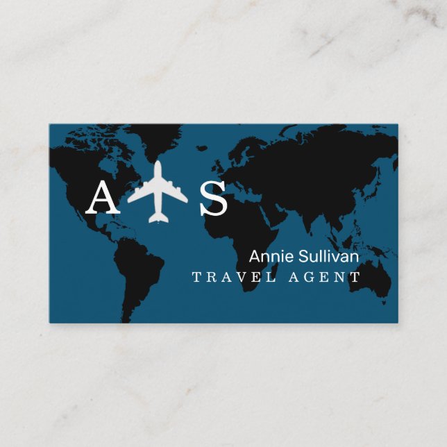 International Travel Agent aeroplane monogram Business Card (Front)