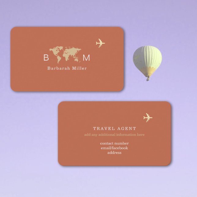 International Travel Agent Earthy Terracotta Business Card (Creator Uploaded)