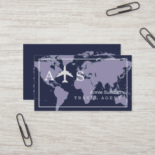 International Travel Agent Jet World Map Business Card