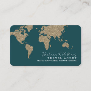 International Travel Agent World Map Blue Business Card