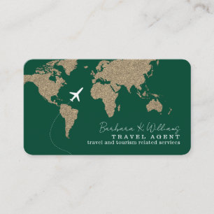 International Travel Agent World Map dark-green Business Card