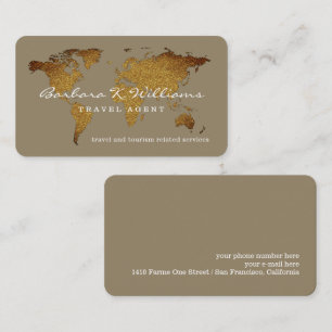 International Travel Agent World Map Elegant Business Card