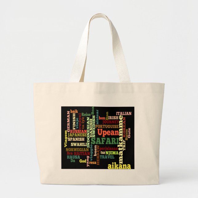 International Travel Blessings Large Tote Bag (Front)
