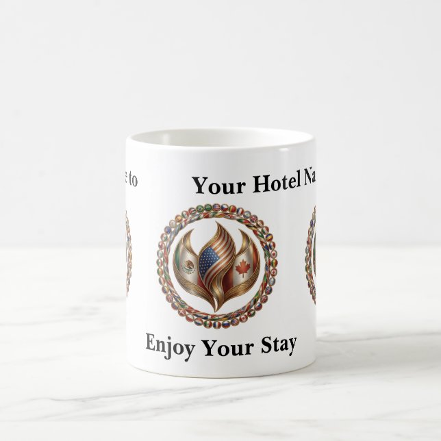 International Unity Flame with World Flags Emblem  Coffee Mug (Center)