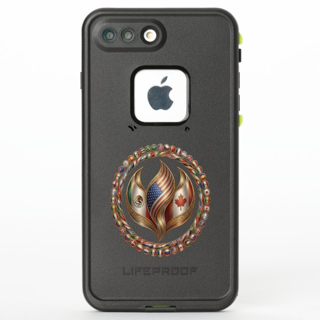 International Unity Flame with World Flags Emblem  LifeProof iPhone Case (Back)