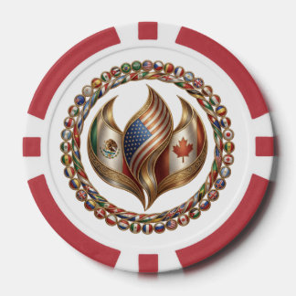 International Unity Flame with World Flags Emblem  Poker Chips
