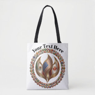International Unity Flame with World Flags Emblem Tote Bag