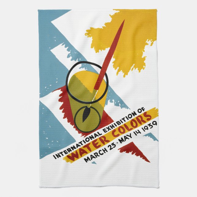 International Water Colour Exhibition Tea Towel (Vertical)