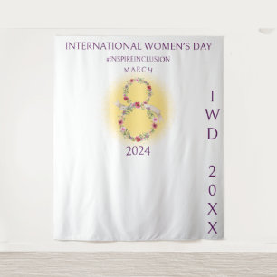 International Women Day Inspire Inclusion Backdrop Tapestry