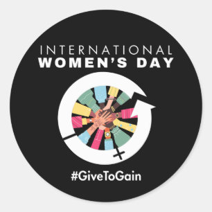 International Women’s Day 2026 Give To Gain Classic Round Sticker