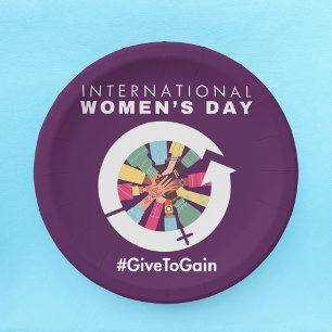 International Women’s Day 2026 Give To Gain Paper Plate