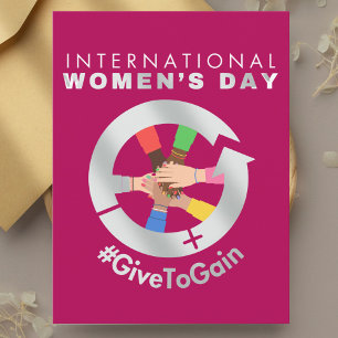 International Women’s Day 2026 Give To Gain Postcard