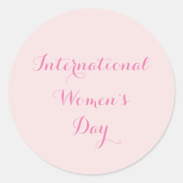 International Women`s Day Blush Pink Classic Round Sticker (Front)