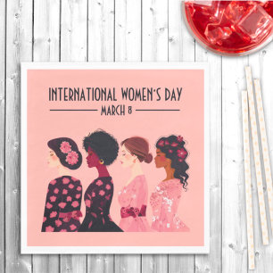 International Women’s Day Global Women Pink Floral Napkin