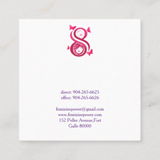 , International Women’s Day Square Business Card (Back)