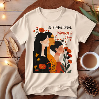 International Women’s Day Women with Orange Flower T-Shirt