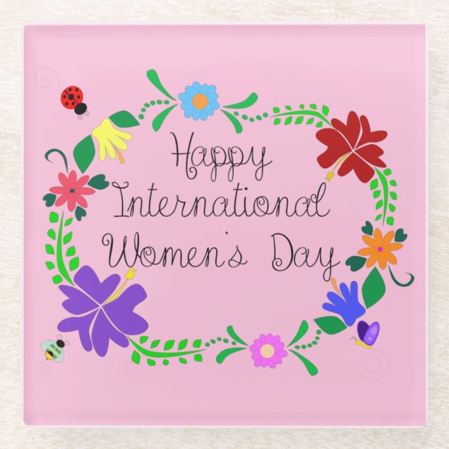 International Women's Day 2021 Glass Coaster (Front)