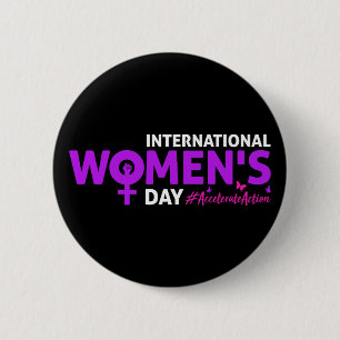 International Women's Day 2025 Accelerate Action 6 Cm Round Badge