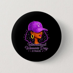 International women's day 2026 8 march black women 6 cm round badge