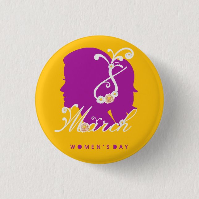 international women's day 8 march 2025 3 cm round badge (Front)