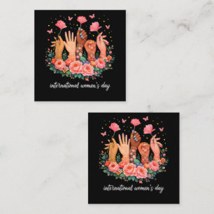 International Women's Day 8 March 2026 Square Business Card