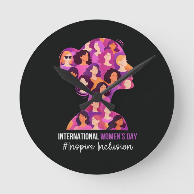 International Women's Day 8 March  Round Clock (Front)