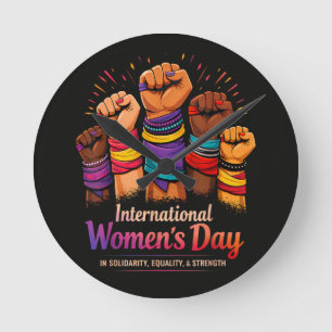 International Women's Day 8 March Round Clock