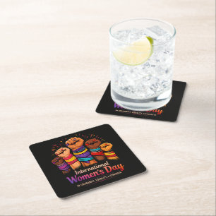 International Women's Day 8 March Square Paper Coaster
