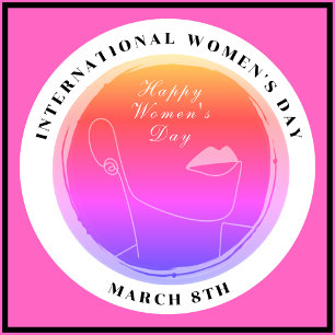 International Women's Day 8th March Colourful 10 Cm Round Badge