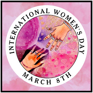 International Women's Day 8th March Pink Art 7.5 Cm Round Badge