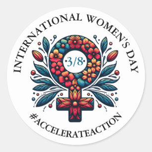 International Women's Day   Accelerate Action Classic Round Sticker