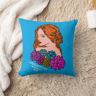 International Women's Day Auburn Hair Pretty Lady Cushion