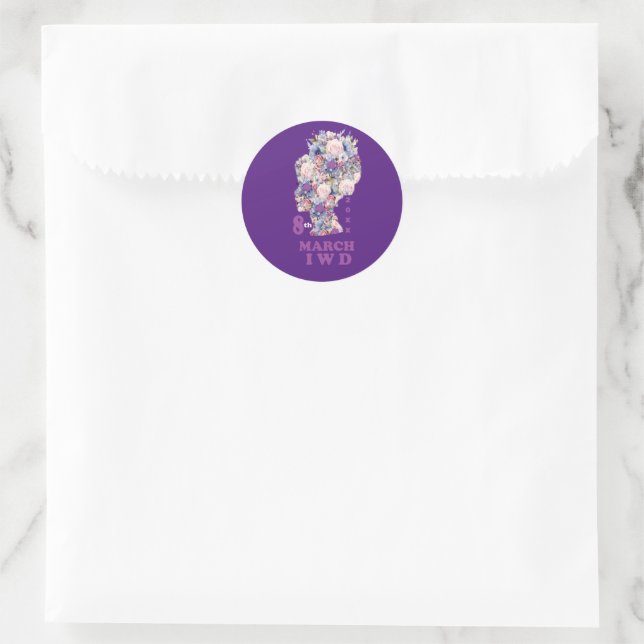 International Women's Day : Celebrate Feminini Classic Round Sticker (Bag)