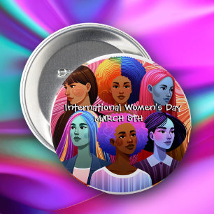  International Women's Day   Celebrating Women 7.5 Cm Round Badge