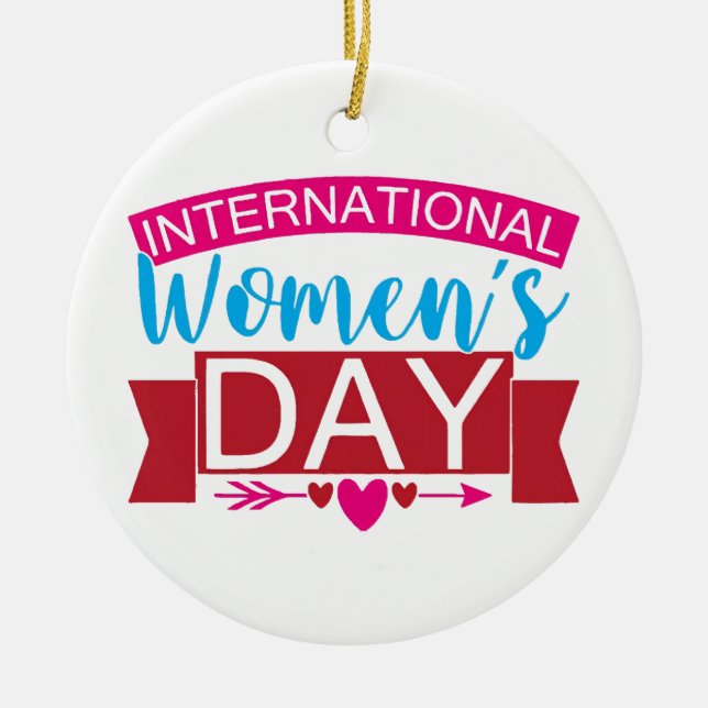 International Womens Day  Ceramic Tree Decoration (Front)