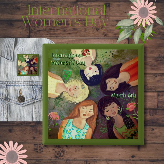 International Women's Day Earth tones 15 Cm Square Badge (International Women's Day Earth tones Button )