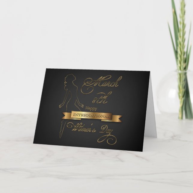 International Women's Day Elegant Gold Card (Front)