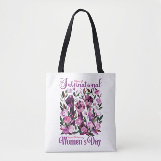International Women's Day Floral Fists March 8 Tote Bag (Front)