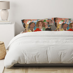 International Women's Day Floral illustration Pillowcase