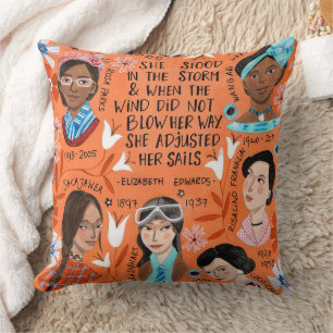 International Women's Day History Floral Quote Cushion