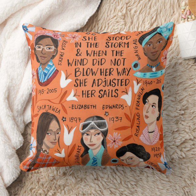 International Women's Day History Floral Quote Cushion (Blanket)