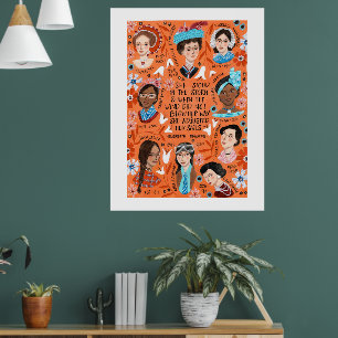 International Women's Day History Floral Quote Poster