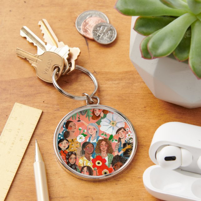 International Women's Day illustration Magnet Key Ring (Desk)